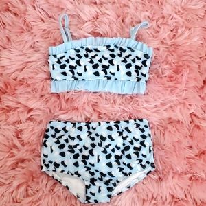 NEW Girls Blue & White Leopard Tankini Size 8